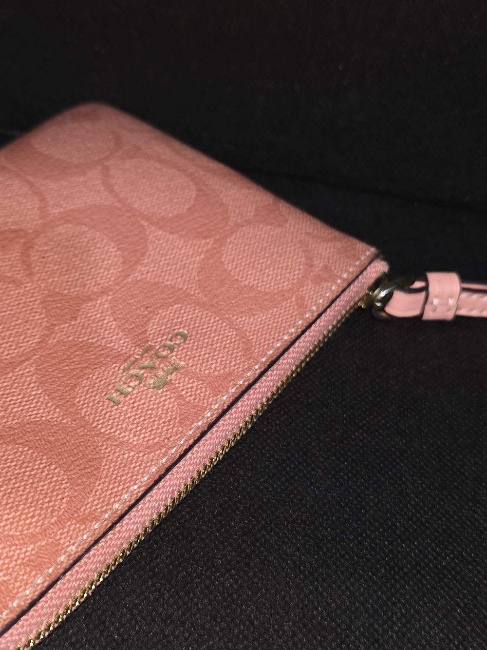 Coach Pink Signature Zip Wristlet